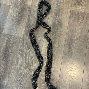 Knit Black and White Skinny Scarf